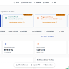 Alternativa clara de reporte informes de la aplicación para transportistas.