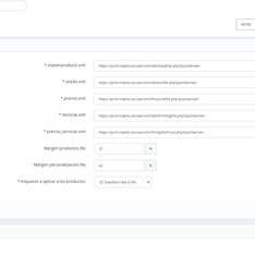 Panel de backoffice del módulo Makito Sync.