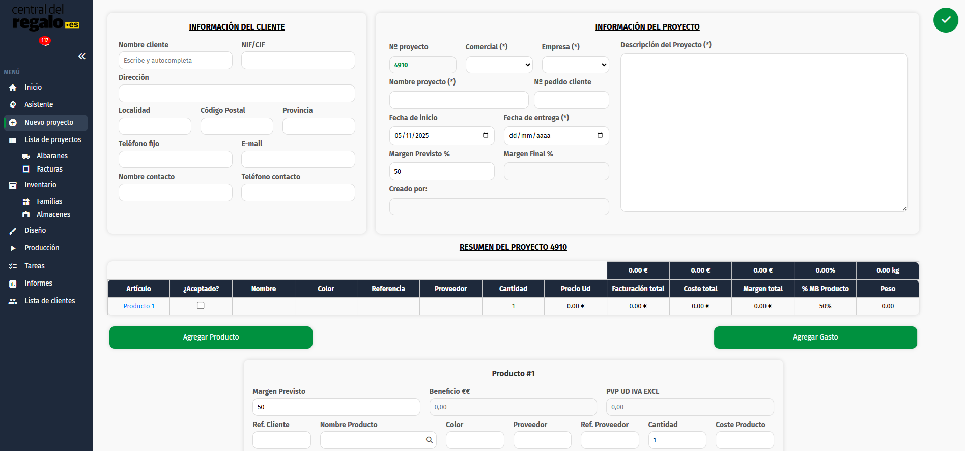 Aplicación de gestión de proyectos hecha a medida (web) (Privado)